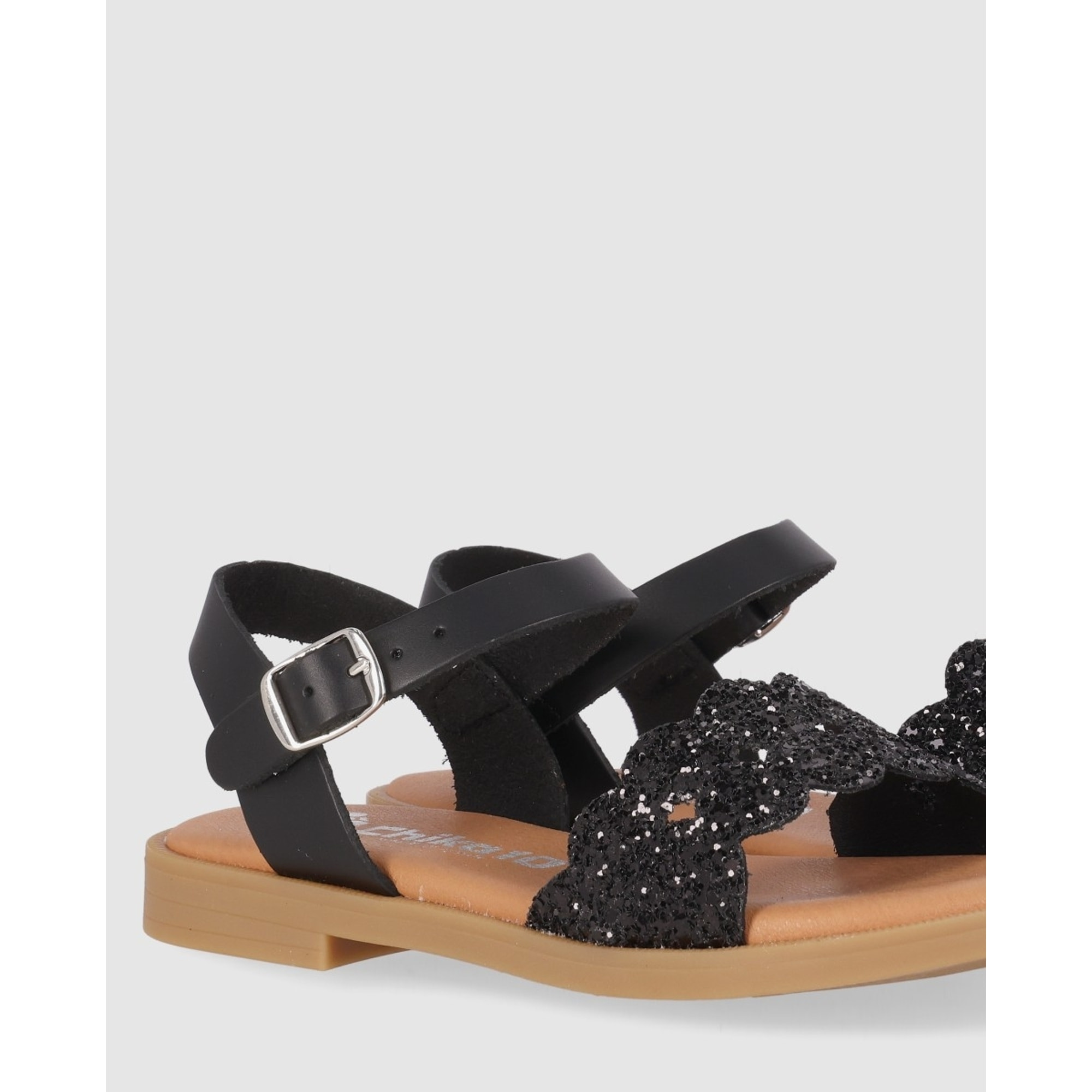 Sandalias de Piel - Negro - Tacón: Bajo
