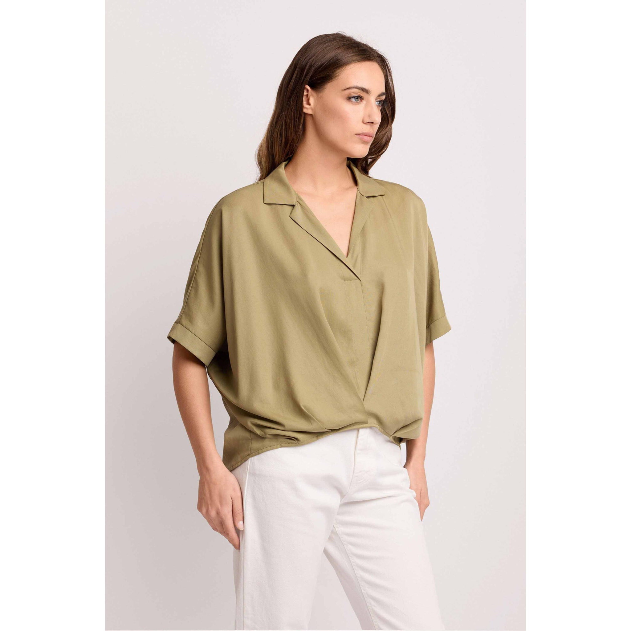 Kocca - Blusa a portafoglio Donna, Tinta unita, Scollo a V