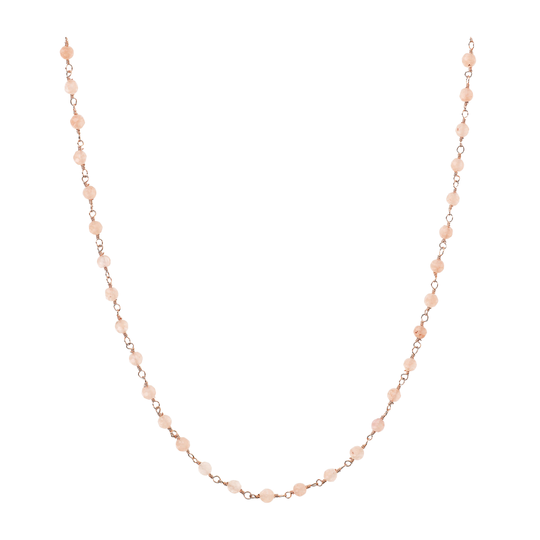 Collana Rosario con Pietra Naturale Quarzo Rosa - 73cm