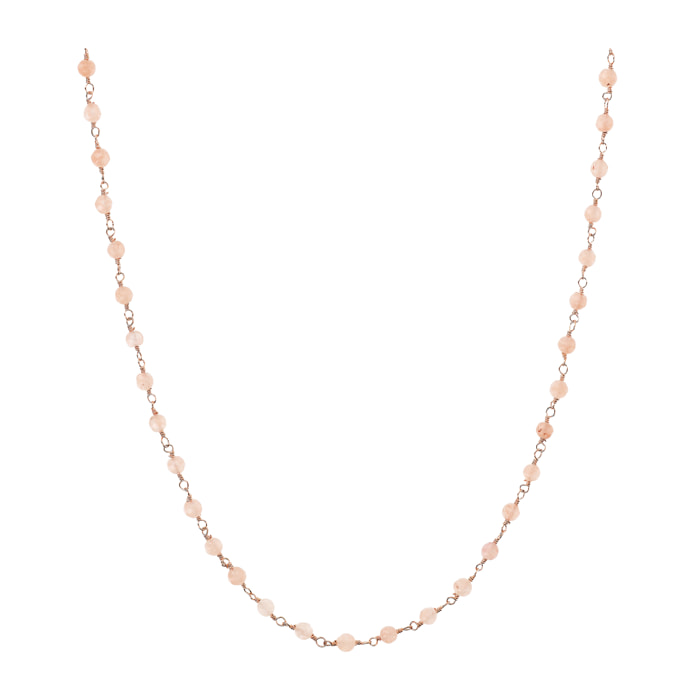 Collana Rosario con Pietra Naturale Quarzo Rosa - 73cm