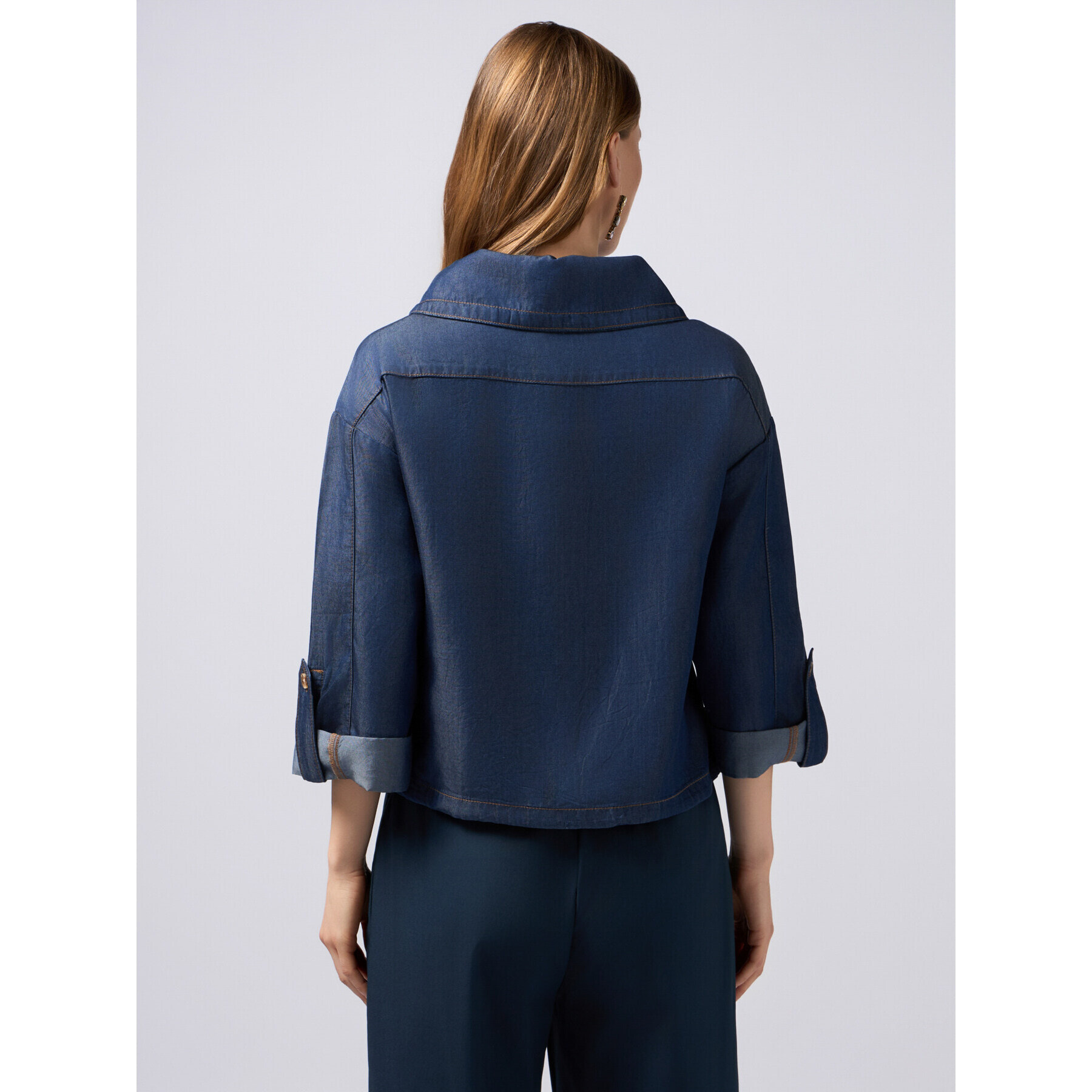 Oltre - Giacca destrutturata boxy in tencel - Blu