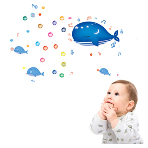 Stickers Muraux décoration adhésifs avec bulles et baleines