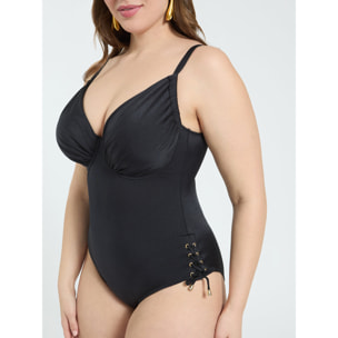 Fiorella Rubino - Bañador entero con velas y lazos en el lateral - Negro