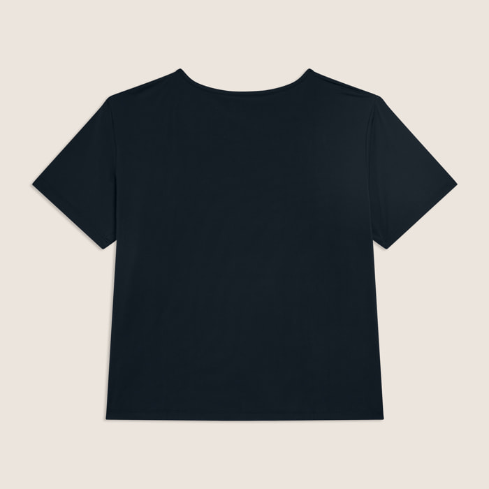 T-shirt cropped ampia in jersey tecnico con stampa “Mood Up”
