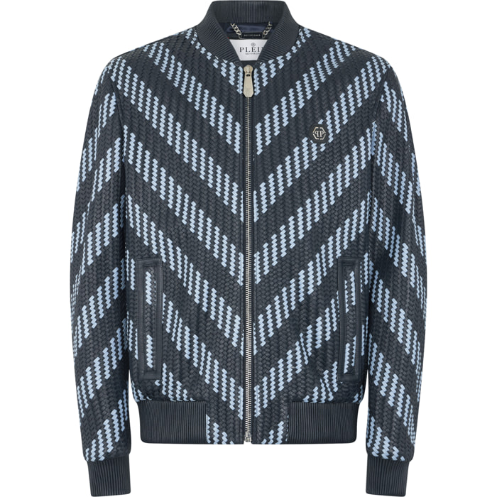 PHILIPP PLEIN Weaved Leather Bomber Stripes