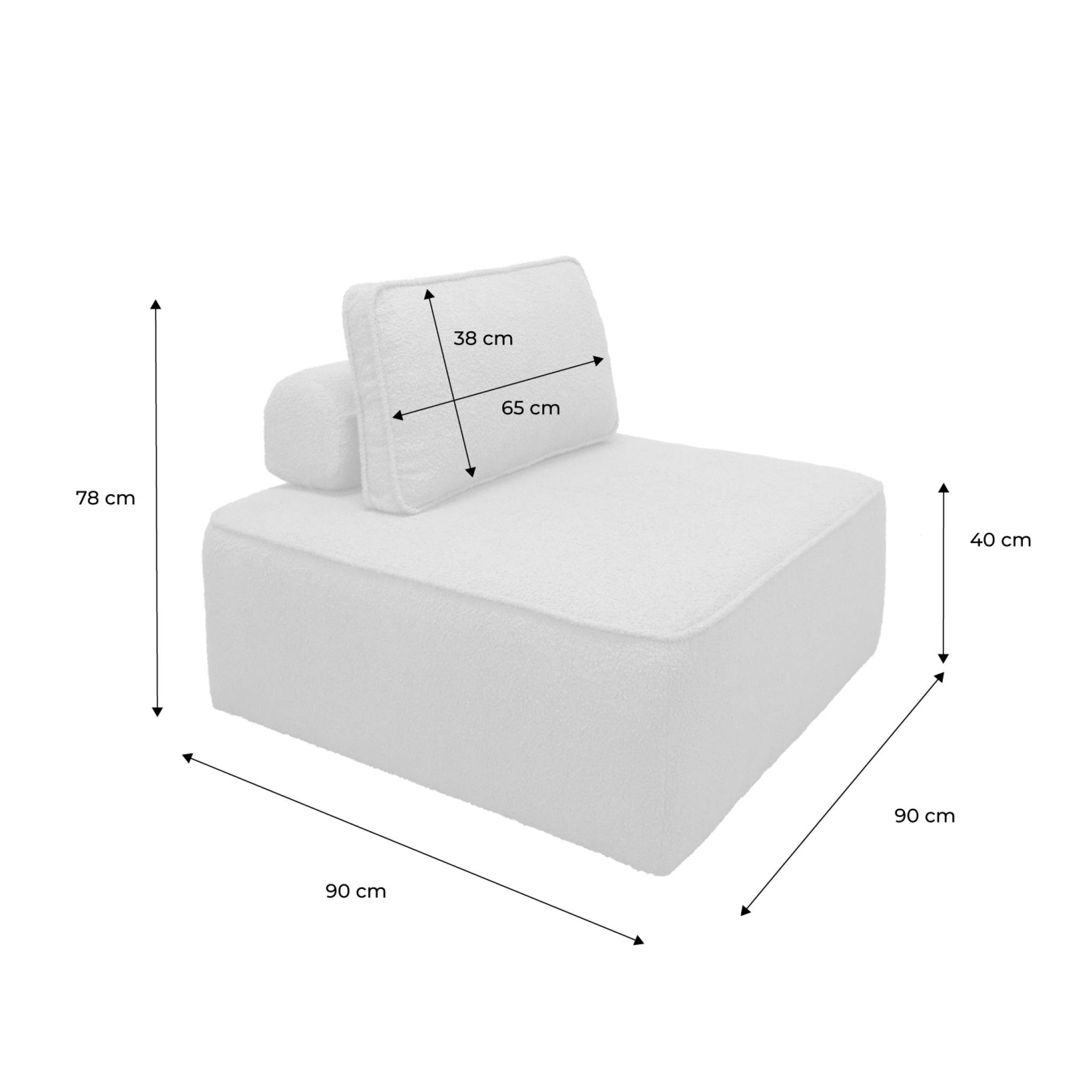 Lot de 2 chauffeuses pour canapé modulable tissu bouclette kaki 1 place Bao. L 90 x P 90 x H 74cm