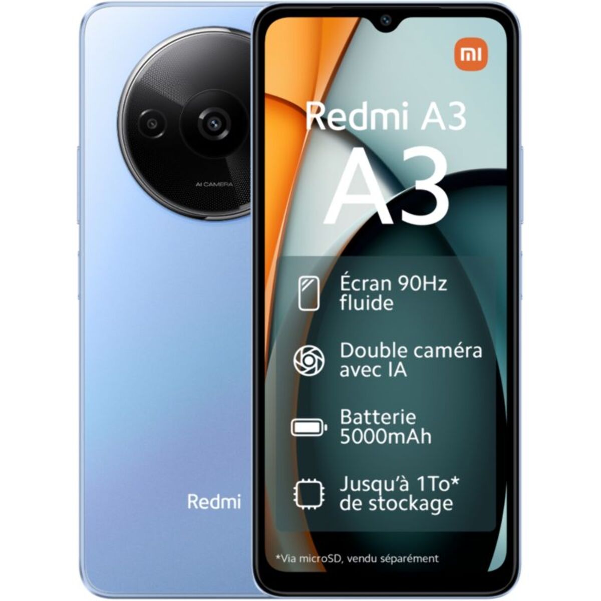 Smartphone XIAOMI Redmi A3 Bleu 128Go