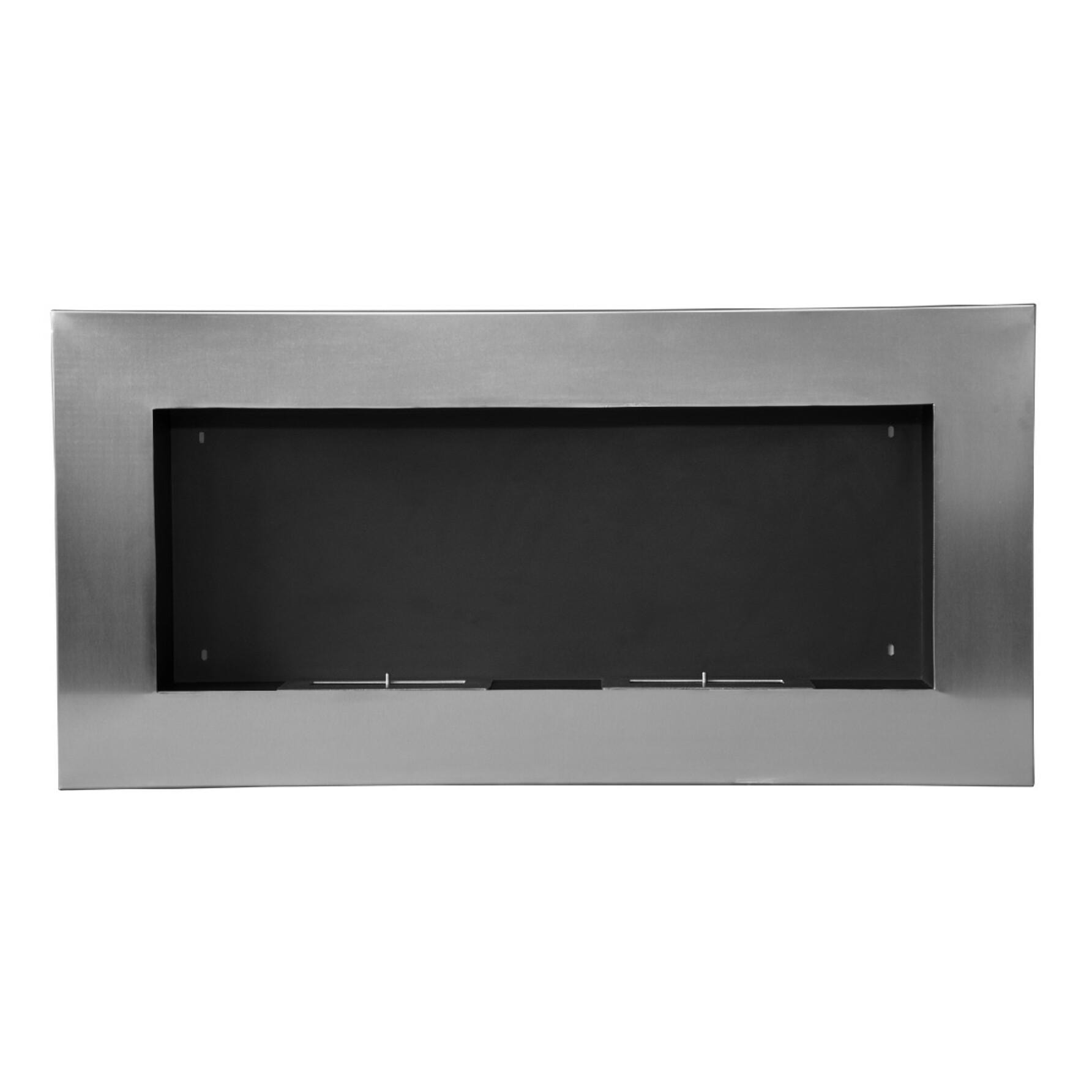 Cheminée bioéthanol murale design Bauhaus double brûleur 3 L 110L x 14l x 54H cm couverture 25-30 m² acier inox. brossé