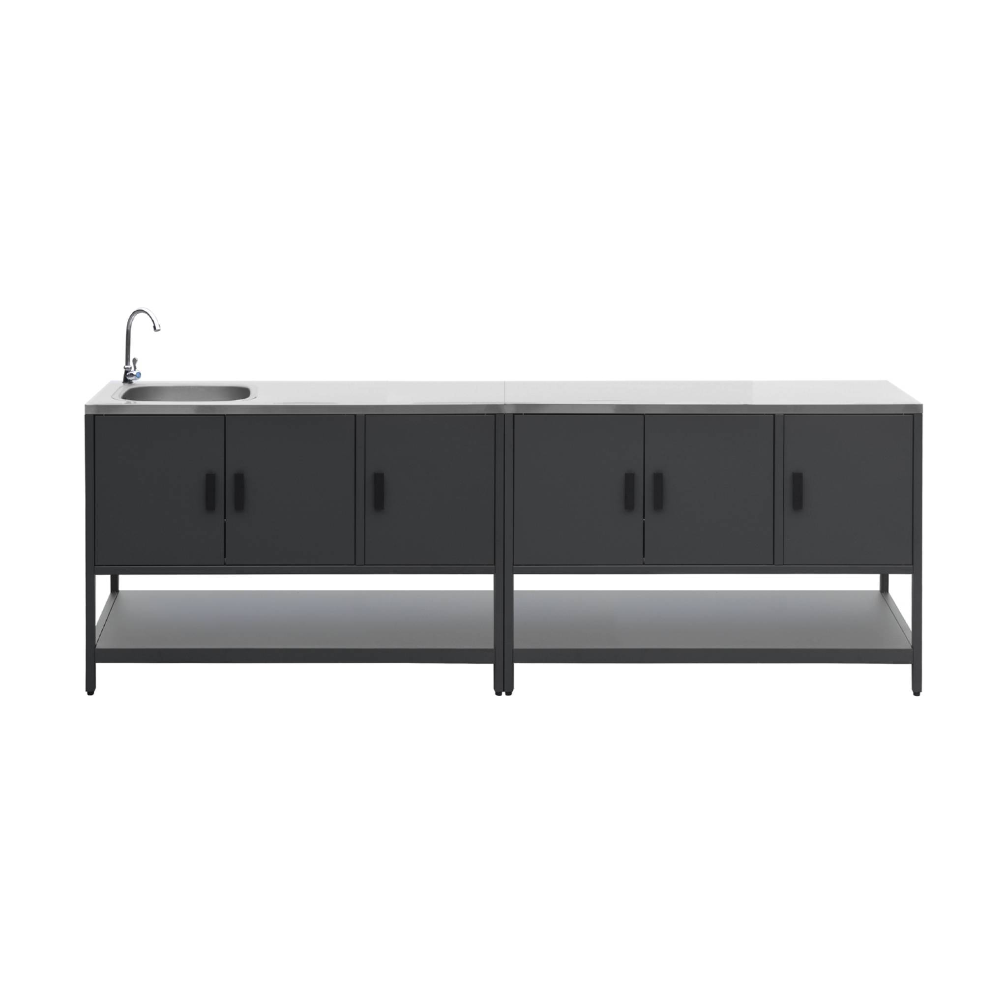 Cuisine extérieure 2 modules en acier inoxydable noir