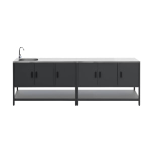Cuisine extérieure 2 modules en acier inoxydable noir