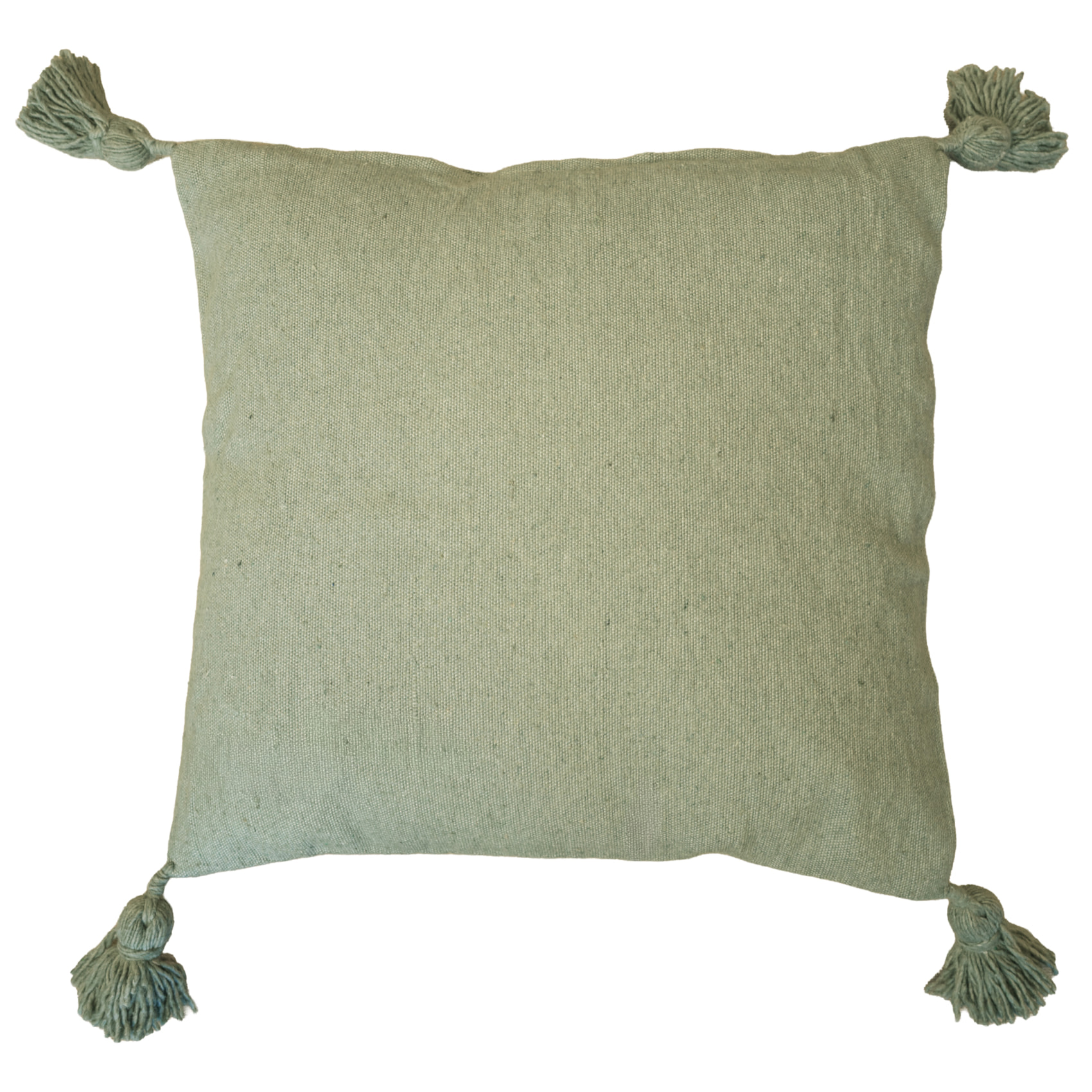 Housse de coussin en laine à pompons - Vert