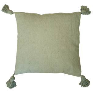 Housse de coussin en laine à pompons - Vert