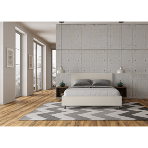 Letto matrimoniale contenitore imbottito 160x210 similpelle bianco Adele