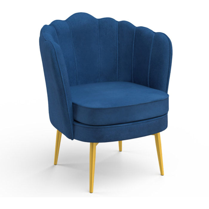 Fauteuil Arielle - Bleu / pied doré