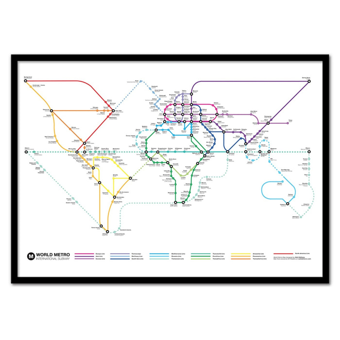 Affiche 50 x 70 cm - World Metro Map - Olivier Bourdereau