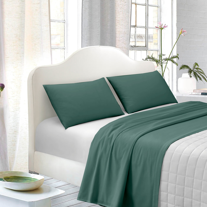 WHITE & WHITE Parure letto matrimoniale 100% cotone raso verde