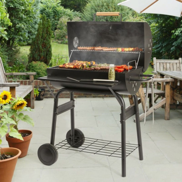 Barbecue charbon ESSENTIELB EBCA1 noir sur chariot, 62x35 cm