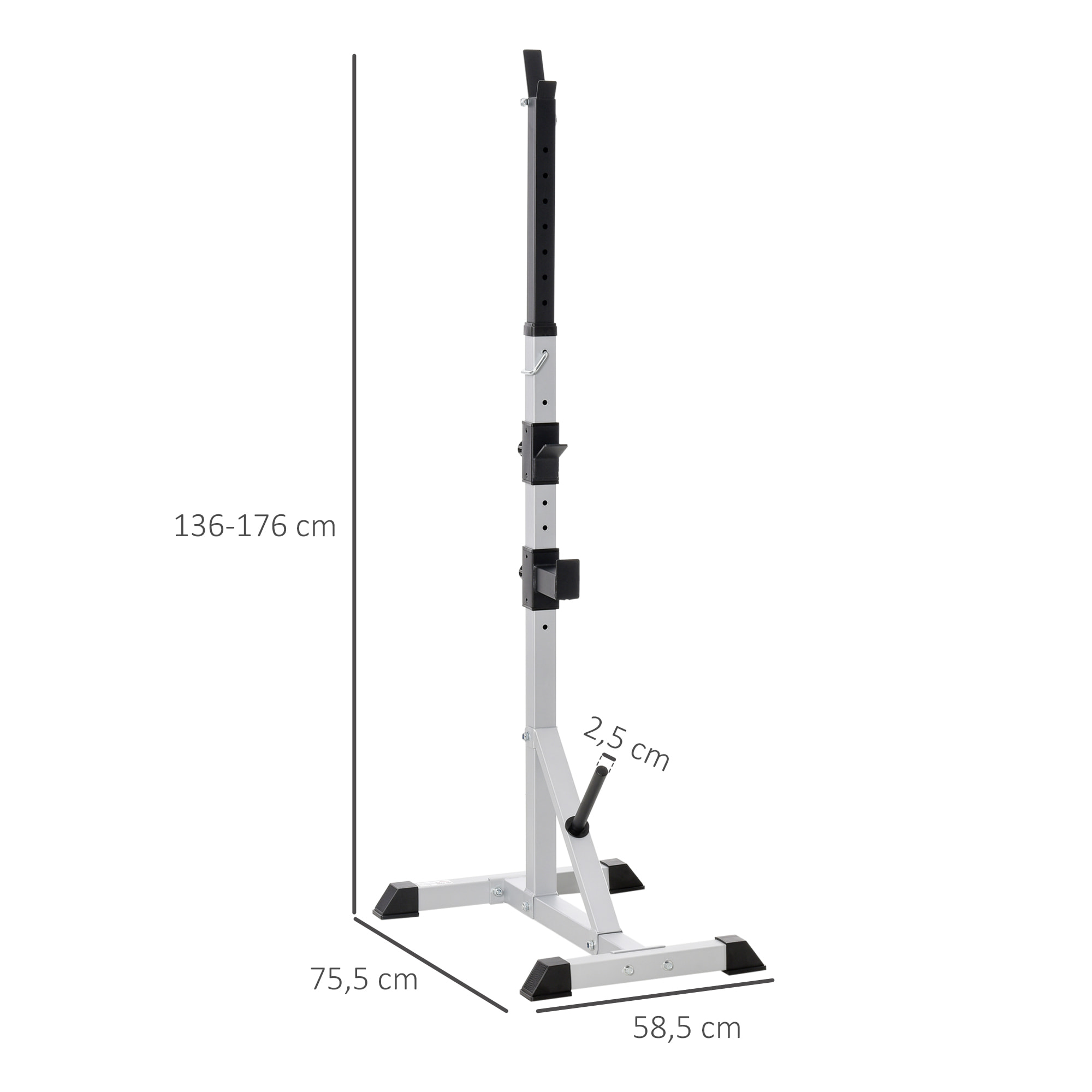 Soporte para Barras de Pesas con Altura Ajustable Rack Musculación con Marco de Acero Carga 200 kg para Entrenamiento en Gimnasio Casa Plata y Negro