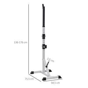 Soporte para Barras de Pesas con Altura Ajustable Rack Musculación con Marco de Acero Carga 200 kg para Entrenamiento en Gimnasio Casa Plata y Negro