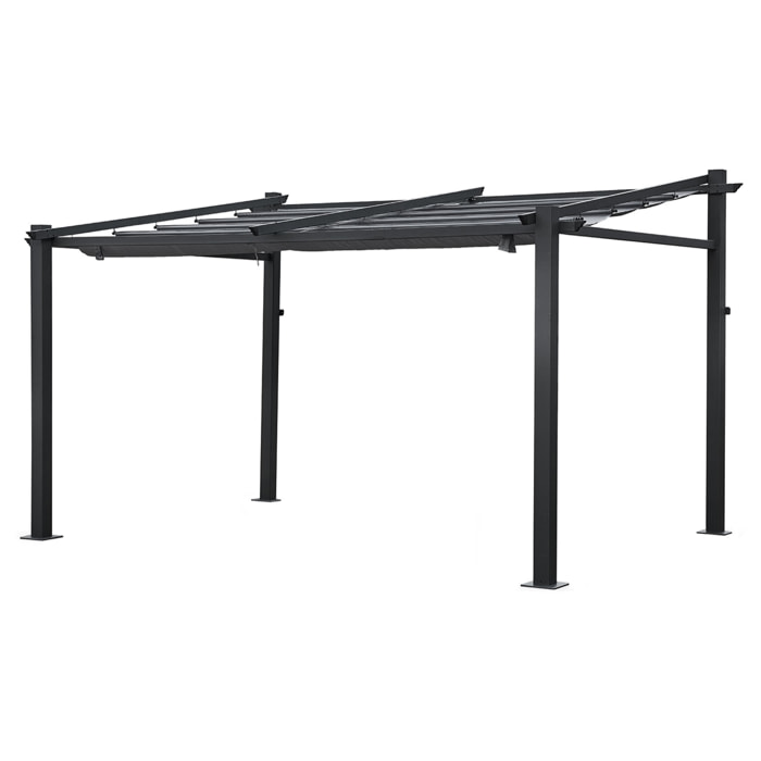 Pergola murale 3 × 4m FRÉJUS grise - structure aluminium