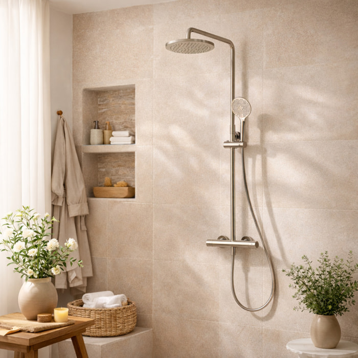 Colonne de Douche | Thermostatique | Chromee | avec Robinet | Mitigeur | Hauteur Reglable | Alday