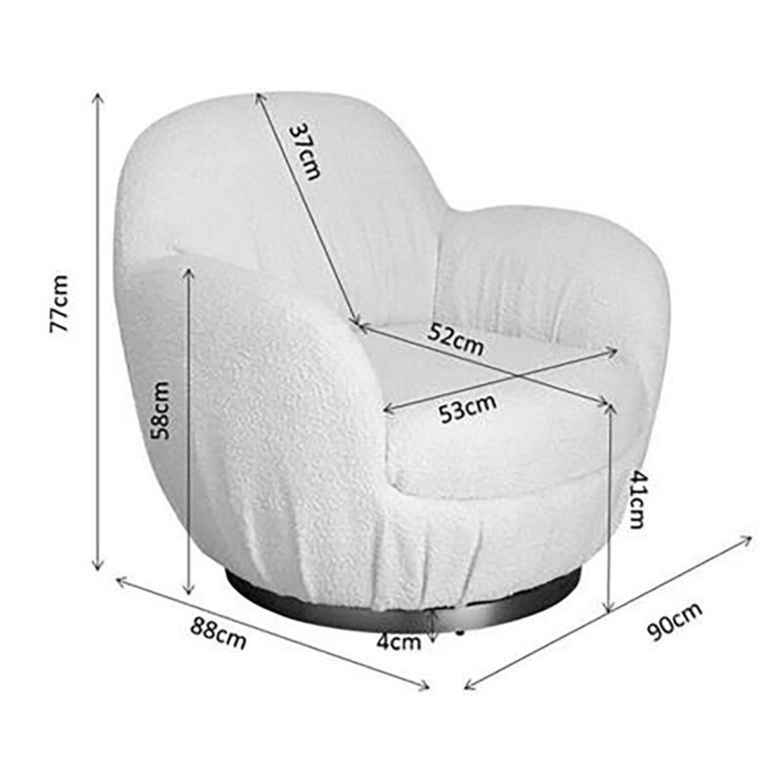 Fauteuil pivotant Nube Boucle crème Kare Design
