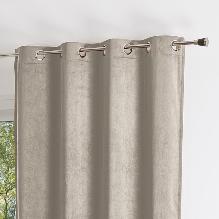 Rideau uni  - Effet daim - Gris Perle
