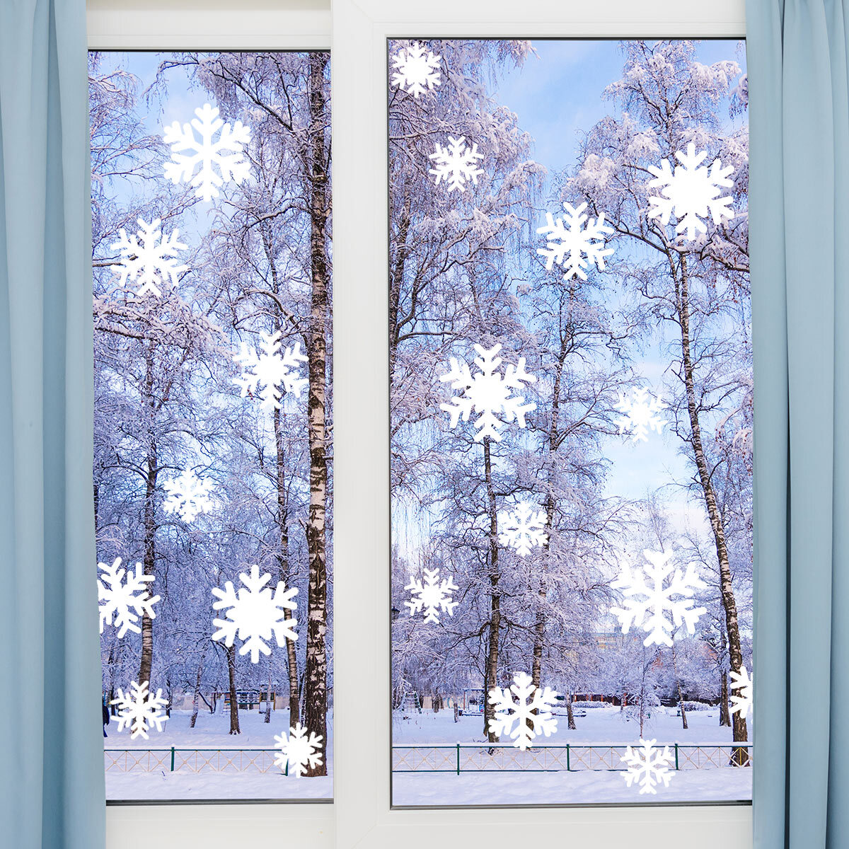 30 Stickers électrostatiques flocons - Autocollants adhésifs fenêtres noël - décoration fêtes