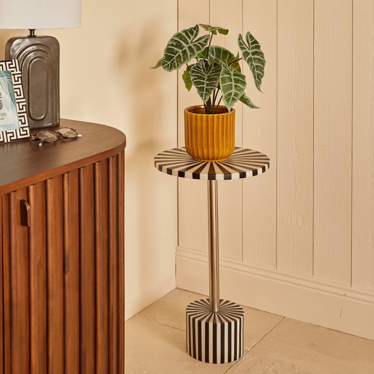 Table d'appoint Nema noir et blanc 36x36x58,5cm