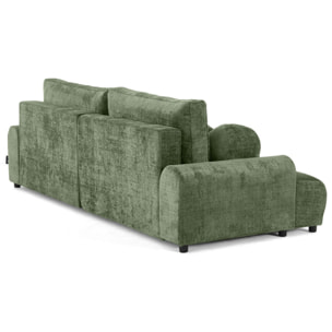 Nelly - canapé d'angle droit 4 places convertible avec coffre en velours texturé - Vert sauge