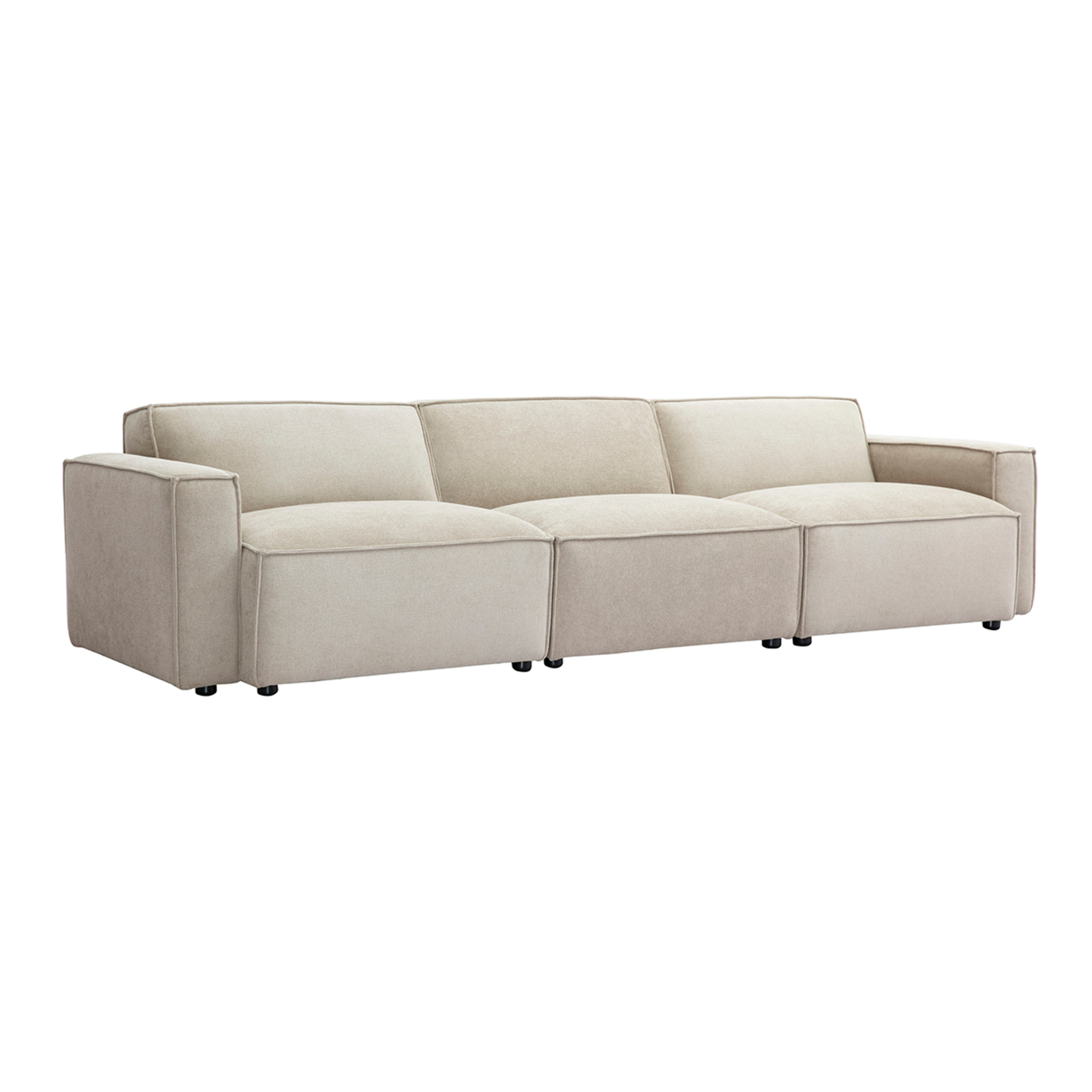 Canapé modulable 4 places en tissu effet velours texturé beige SPLIT