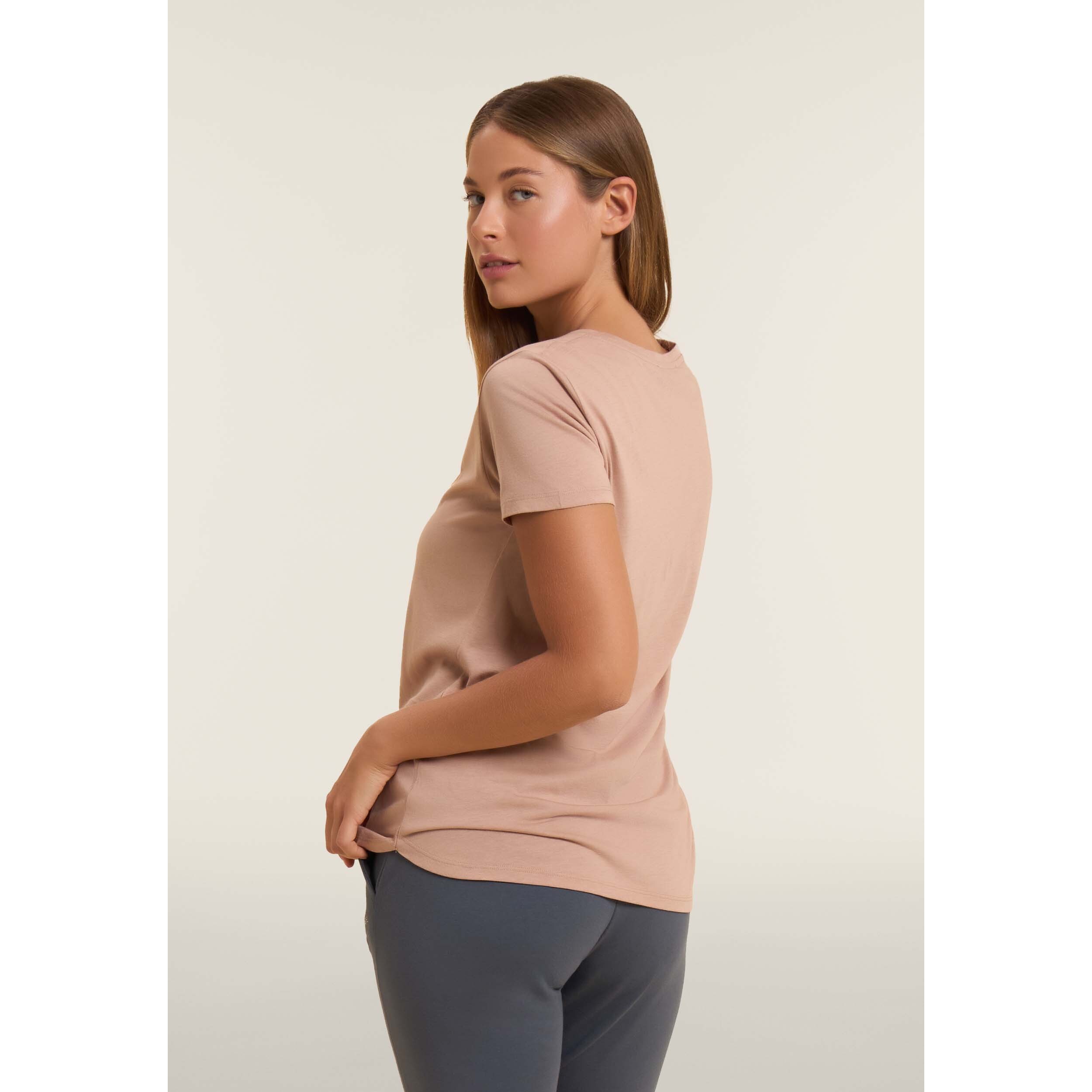 T-shirt donna con logo in strass bicolori