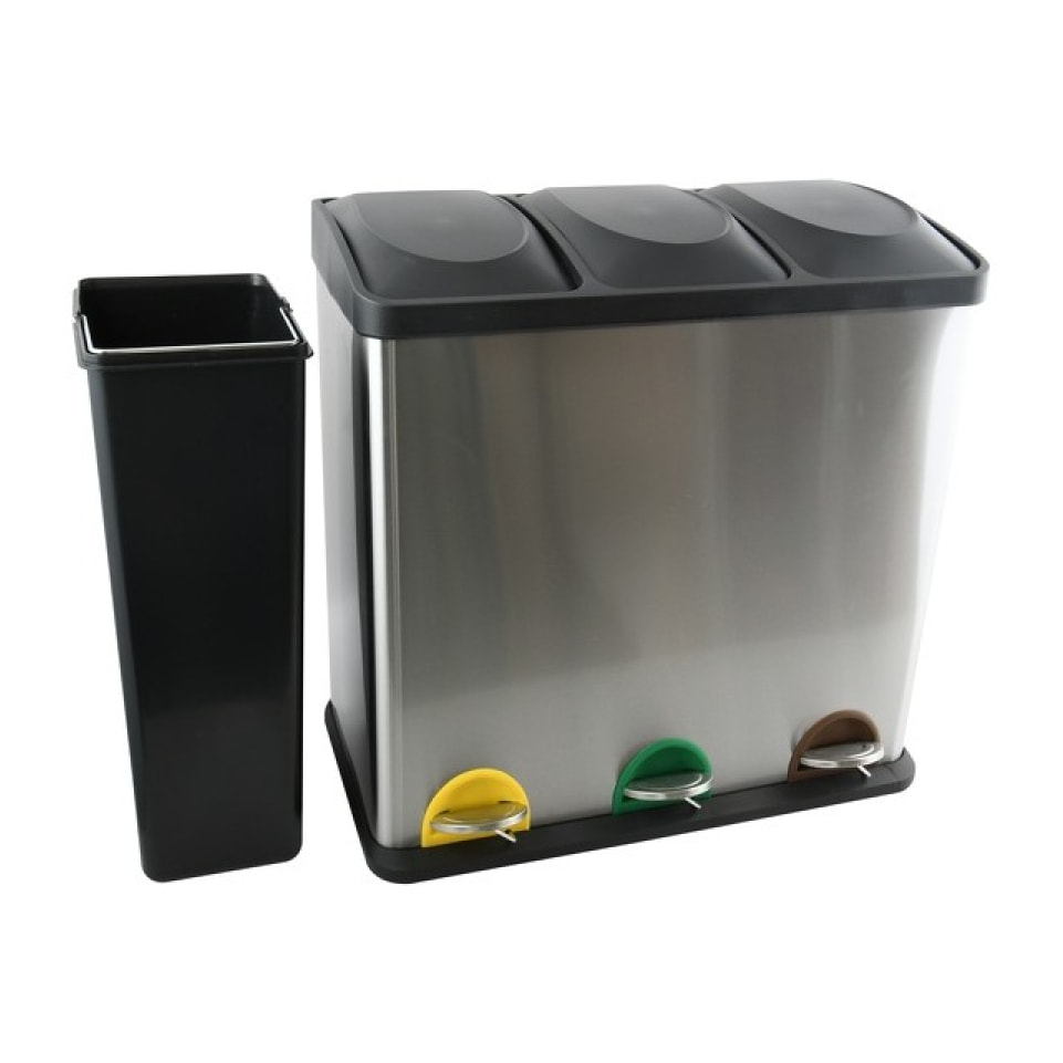 Poubelle à  pédale Tri sélectif Inox 3x20L MSV
