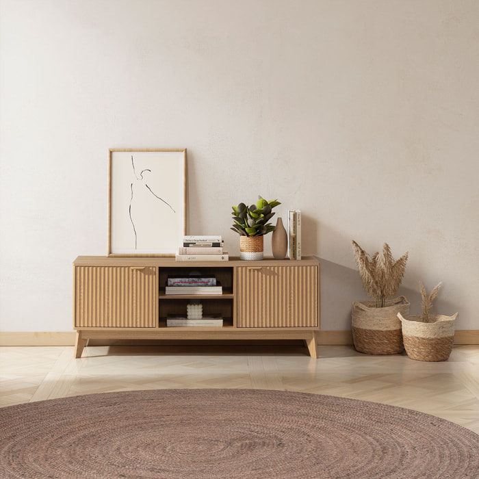 Mueble Tv Oporto 2 puertas 2 huecos efecto Roble