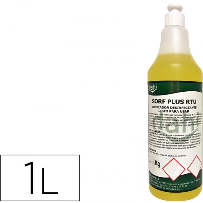 Limpiador higienizante desodorizante desinfectante dahi dj plus rtv botella1 litro