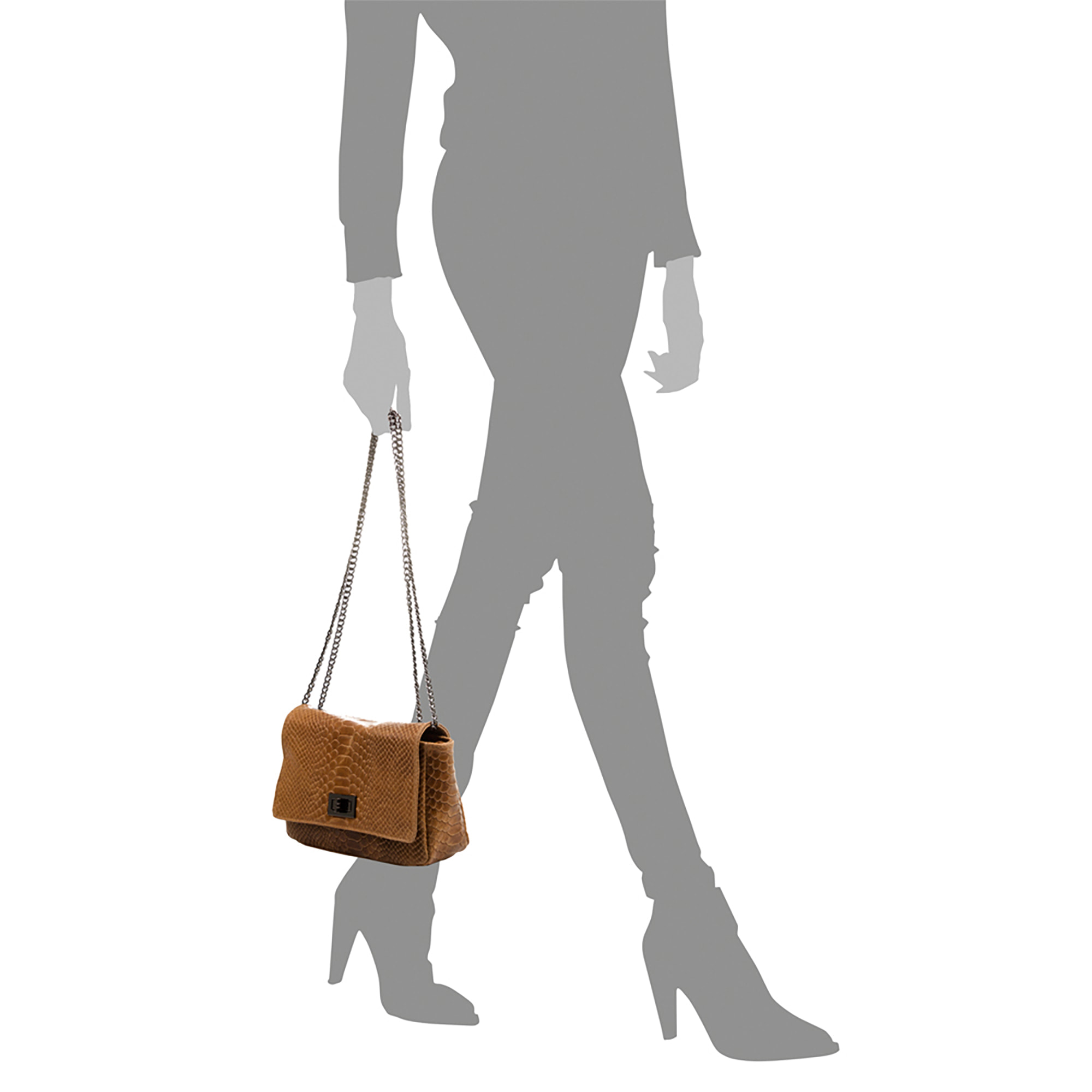 Dalida Borsa a tracolla Donna.Pelle autentica Camoscio Incisione Serpente