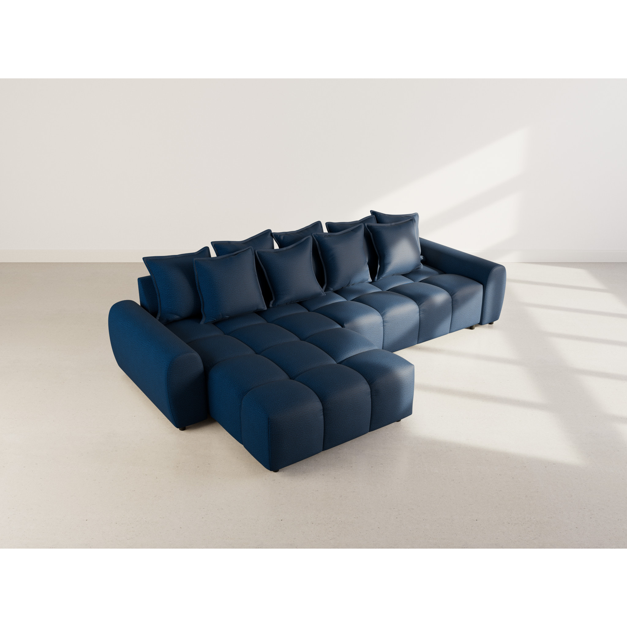 Adelaide - canapé d'angle réversible 4 places en tissu texturé - Bleu