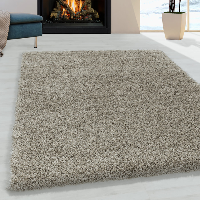 SYDNEY - Tapis shaggy uni à poils longs beige - SYD3000BEI