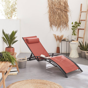 Duo de bains de soleil aluminium - Louisa terracotta- Transats aluminium et textilène