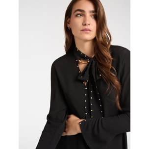 Elena Mirò - Blusa con fusciacca e borchie piatte - Nero