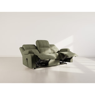 Armand - Canapé 3 places relax électrique en velours côtelé - Vert