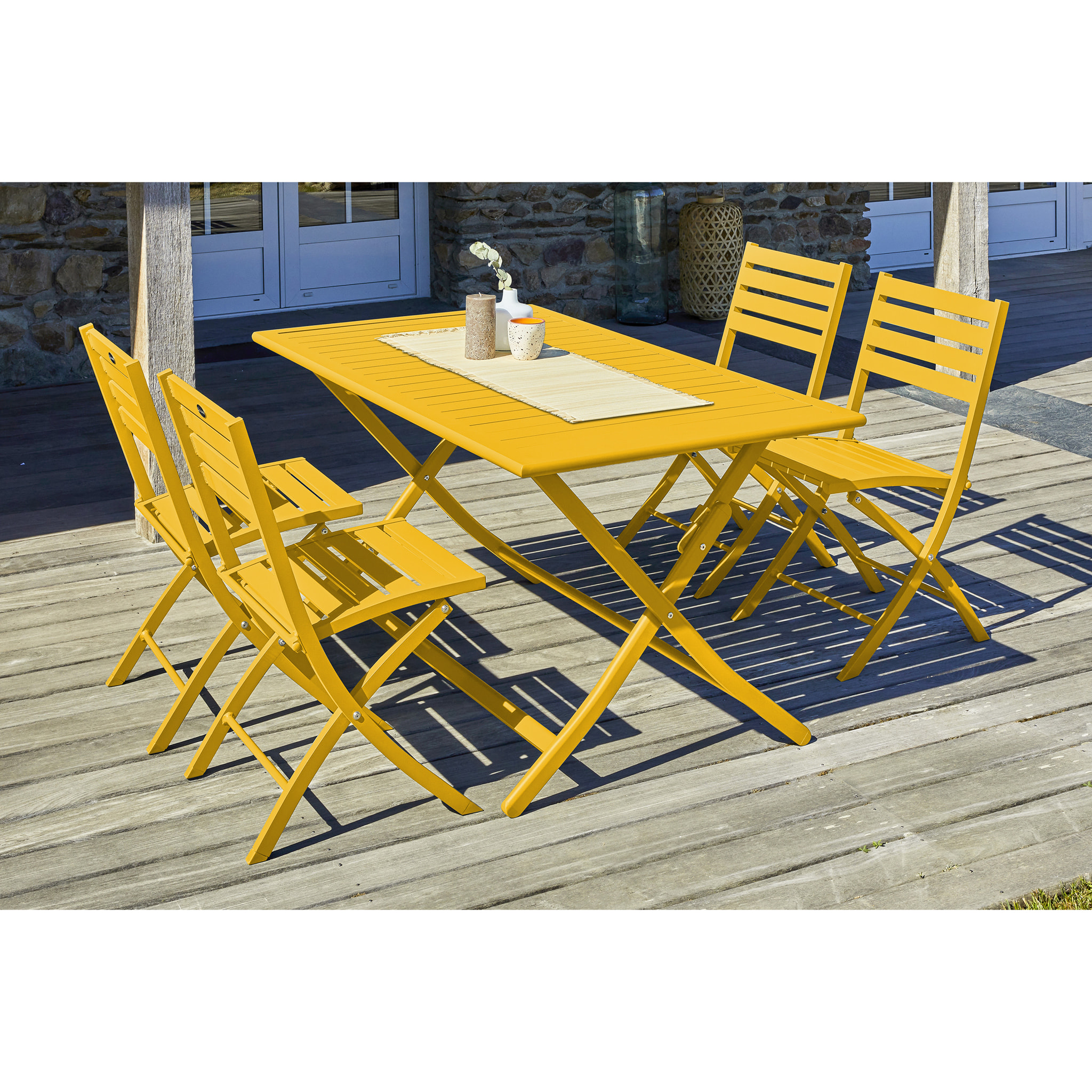 MARIUS - Ensemble repas de jardin 4 places en aluminium
