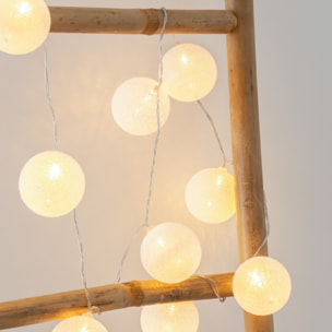 Guirlande LED à pile 10 boules - blanc - L165 cm