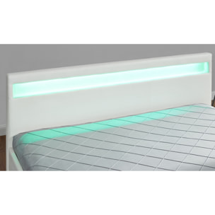 Structure de lit LED avec rangements 140 x 190 cm blanc NEXUS