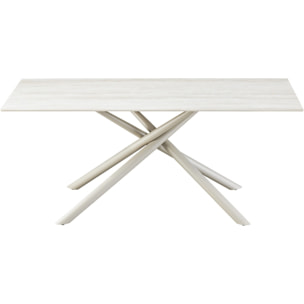 Table à manger 8 couverts en céramique effet Travertin - NEVEL
