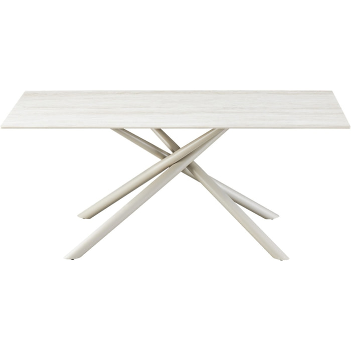 Table à manger 8 couverts en céramique effet Travertin - NEVEL