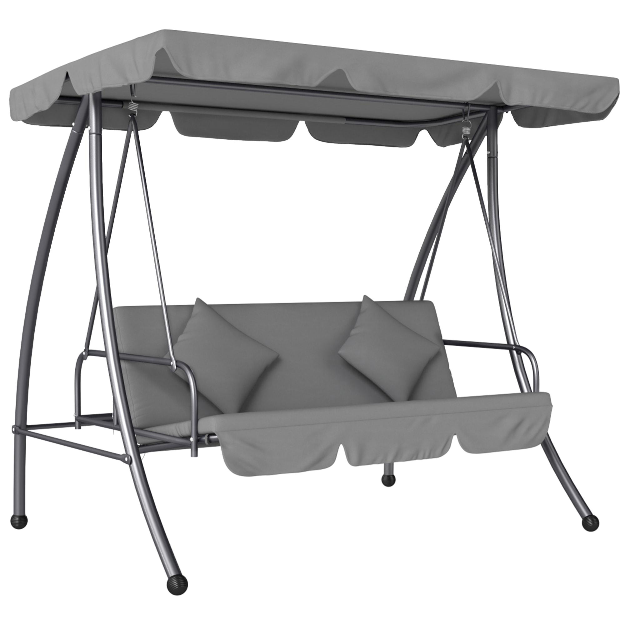Balancelle de jardin convertible 3 places grand confort inclinaison toit réglable matelas fourni métal polyester gris clair