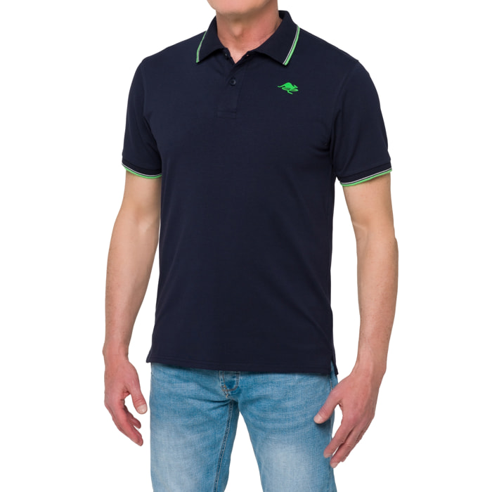 Polo con righine Hot Buttered Amak blu navy.