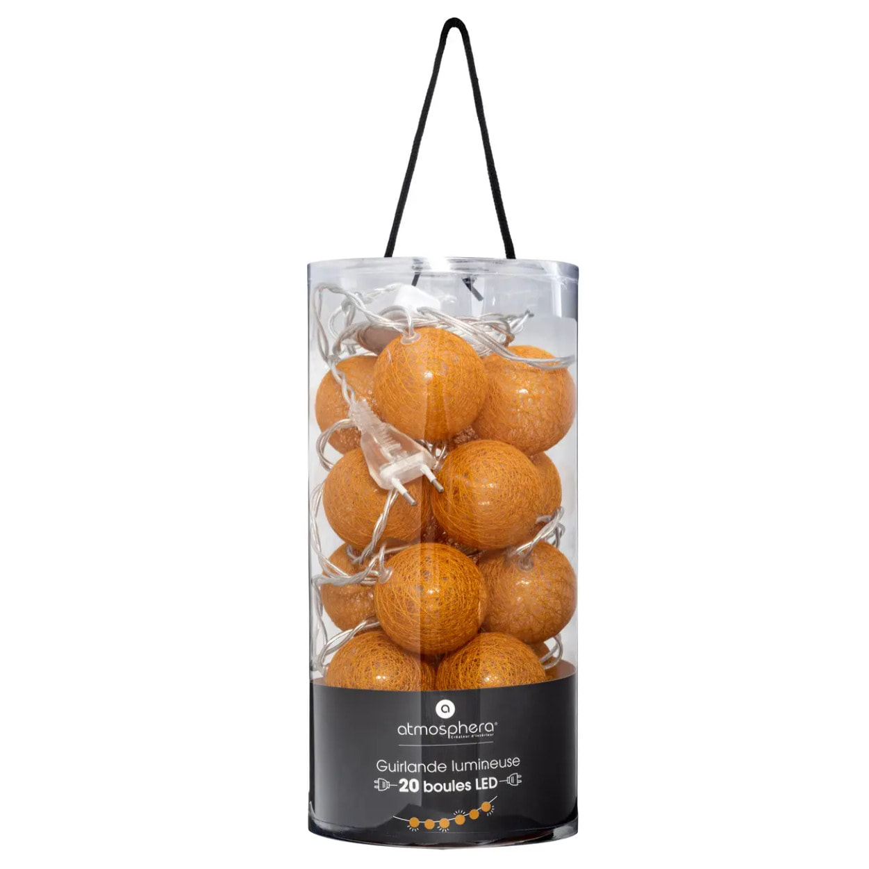 Guirlande LED 20 boules - jaune ocre L435 cm