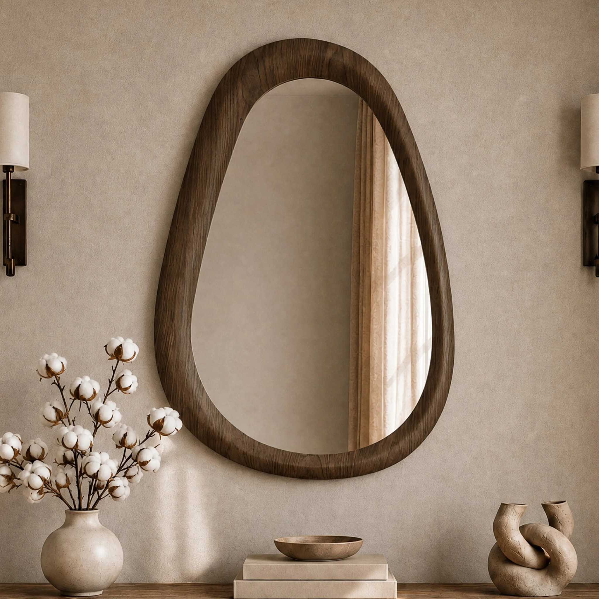 Miroir ovale en placage noyer, 80 x 120 cm - Yoko